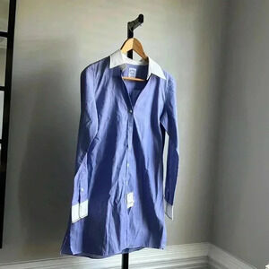 NWT Brooks Brothers shirt dress 4 striped blue and white